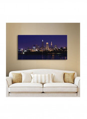 Cleveland 16 Gallery Wrapped Canvas Wall Art Blue 12 x 24inch