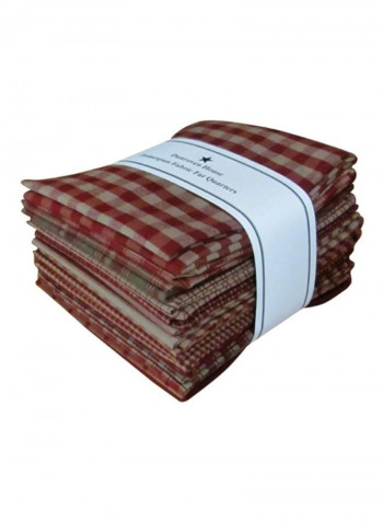 12-Piece Homespun Fat Quarter Red/Beige 18x21inch