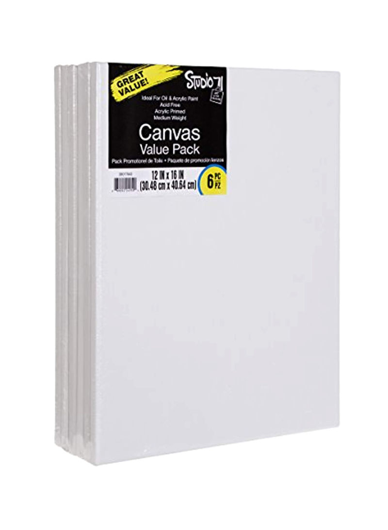 6-Piece Canvas For Oil Or Acrylic Paint White