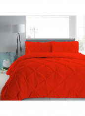 3 Piece Designer Pinch Pleated Duvet Set Cotton Red 86x90inch
