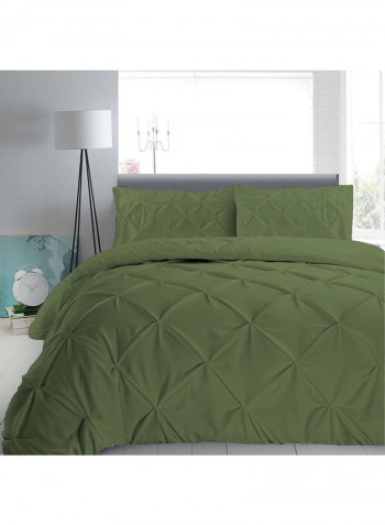 3-Piece Duvet Cover Set Cotton Dark Green 102 x 86inch