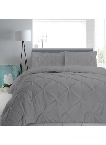 3-Piece Duvet Cover Set Cotton Silver 53 x 78inch