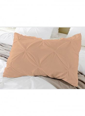 3-Piece Pinch Pleated Duvet Set Cotton Beige 53 x 78inch