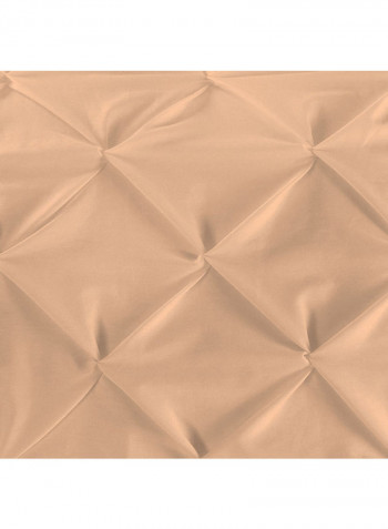 3-Piece Pinch Pleated Duvet Set Cotton Beige 53 x 78inch