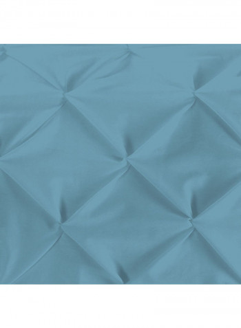 3-Piece Pinch Pleated Duvet Set Cotton Blue 114 x 96inch