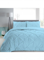 3-Piece Pinch Pleated Duvet Set Cotton Light Blue 78 x 78inch