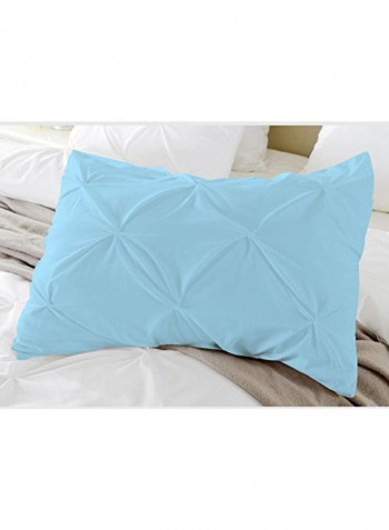 3-Piece Pinch Pleated Duvet Set Cotton Light Blue 78 x 78inch