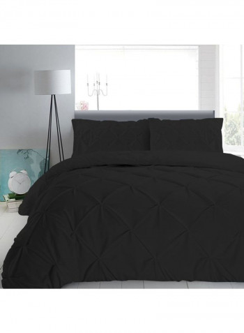 3-Piece Duvet Cover Set Cotton Black 78 x 78inch