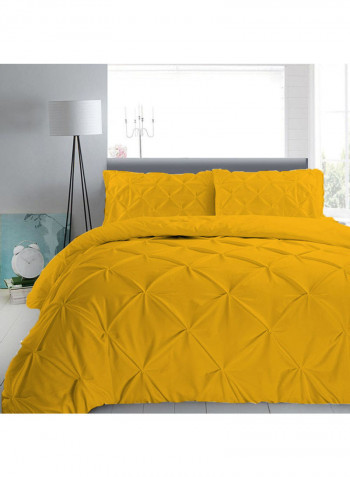 3-Piece Duvet Cover Set Cotton Yellow 53 x 78inch