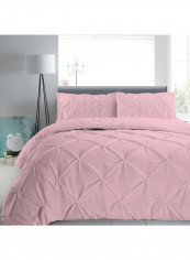 3-Piece Pinch Pleated Duvet Set Cotton Pink 114 x 96inch