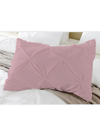 3-Piece Pinch Pleated Duvet Set Cotton Pink 114 x 96inch