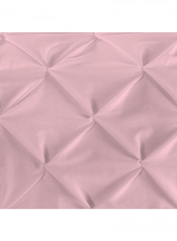 3-Piece Pinch Pleated Duvet Set Cotton Pink 114 x 96inch