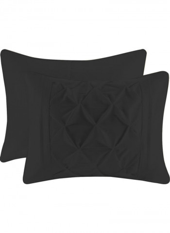 3 Piece Designer Square Pattern Tufted Hotel Duvet Set Solid Cotton Black 78x78inch