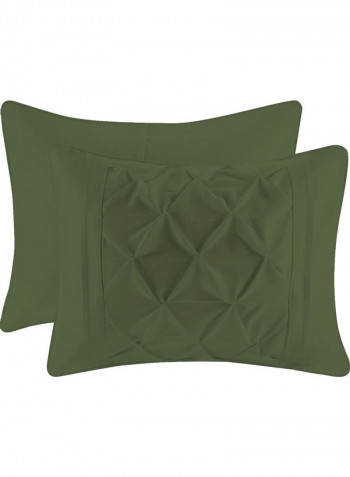 3 Piece Designer Square Pattern Tufted Hotel Duvet Set Solid Cotton dark green 102x86inch