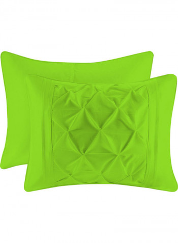 3 Piece Designer Square Pattern Tufted Hotel Duvet Set Solid Cotton Parrot Green 53x78inch