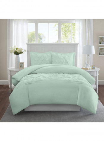 3-Piece Duvet Cover Set Cotton Aqua Blue 86x90inch