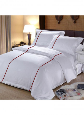 3-Piece Duvet Cover Set Cotton White/Red 102 X  86inch