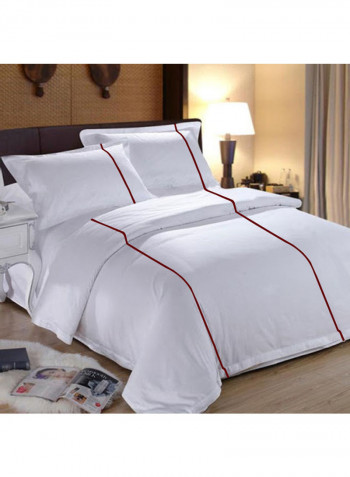 3-Piece Duvet Cover Set Cotton White/Red 102 X  86inch