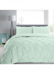3-Piece Pinch Pleated Duvet Set Cotton Green 78 x 78inch