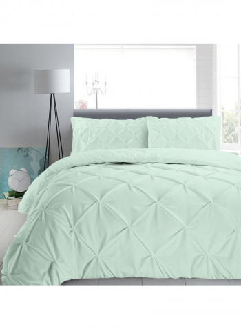3-Piece Pinch Pleated Duvet Set Cotton Green 78 x 78inch