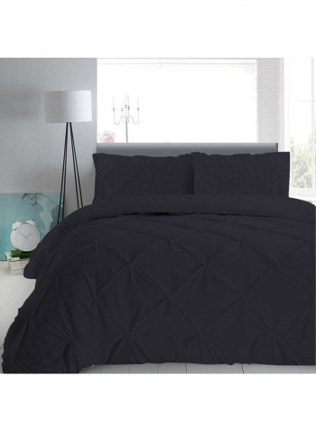 3-Piece Duvet Cover Set Cotton Dark Blue 86 x 90inch