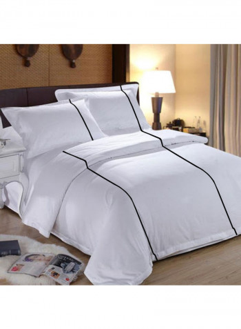 3-Piece Duvet Cover Set Cotton White/Black 102 x 86inch