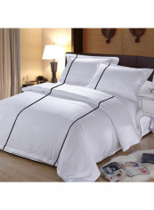 3-Piece Duvet Cover Set Cotton White/Black 86 x 90inch