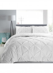 3-Piece Pinch Pleated Duvet Set Cotton White 102 x 86inch