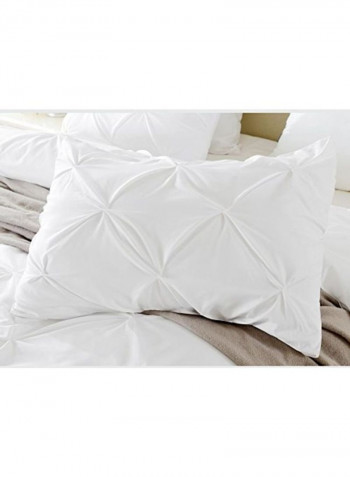 3-Piece Pinch Pleated Duvet Set Cotton White 102 x 86inch