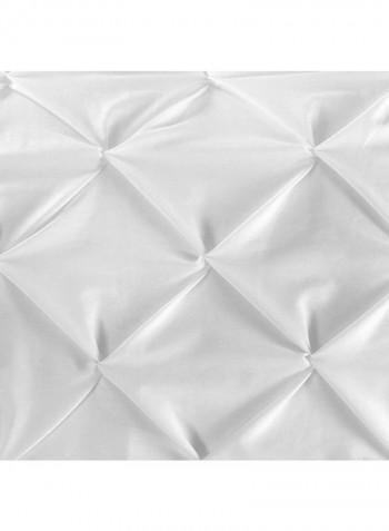 3-Piece Pinch Pleated Duvet Set Cotton White 102 x 86inch