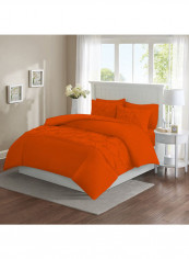 3 Piece Designer Square Pattern Tufted Hotel Duvet Set Solid Cotton Orange 102x86inch
