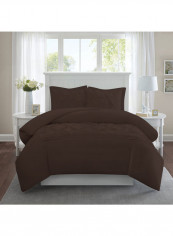 3-Piece Designer Square Pattern Tufted Duvet Set Cotton Chocolate Brown 102 x 86inch