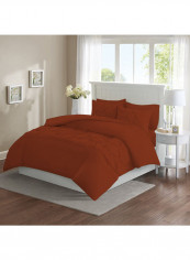 3 Piece Designer Square Pattern Tufted Hotel Duvet Set Solid Cotton Brick Red 78x78inch