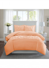 3-Piece Designer Square Pattern Tufted Duvet Set Cotton Peach 78 x 78inch