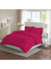 3 Piece Designer Square Pattern Tufted Duvet Set Cotton Hot Pink 53x78inch