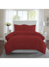 3-Piece Designer Square Pattern Tufted Duvet Set Cotton Burgundy 53 x 78inch