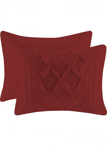 3-Piece Designer Square Pattern Tufted Duvet Set Cotton Burgundy 53 x 78inch