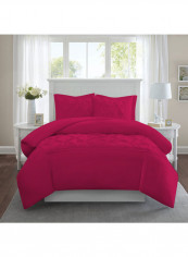 3-Piece Designer Square Pattern Tufted Duvet Set Cotton Hot Pink 102 x 86inch