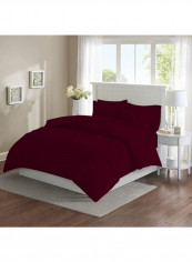 3-Piece Duvet Cover Set Cotton Wine Red 102x86inch