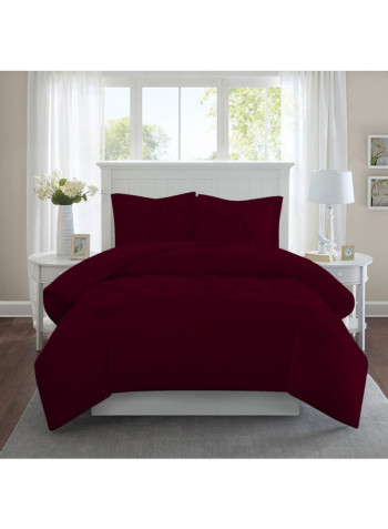 3-Piece Duvet Cover Set Cotton Wine Red 102x86inch