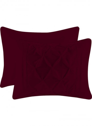3-Piece Duvet Cover Set Cotton Wine Red 102x86inch