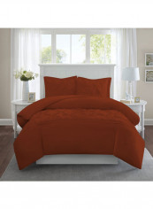 3-Piece Designer Square Pattern Tufted Duvet Set Cotton Brick Red 102 x 86inch