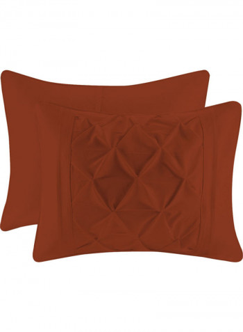 3-Piece Designer Square Pattern Tufted Duvet Set Cotton Brick Red 102 x 86inch