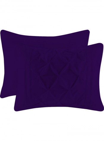 3-Piece Designer Square Pattern Tufted Duvet Set Cotton Purple 78 x 78inch