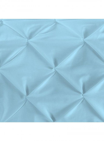 3 Piece Designer Square Pattern Tufted Hotel Duvet Set Solid Cotton Light Blue 53x78inch