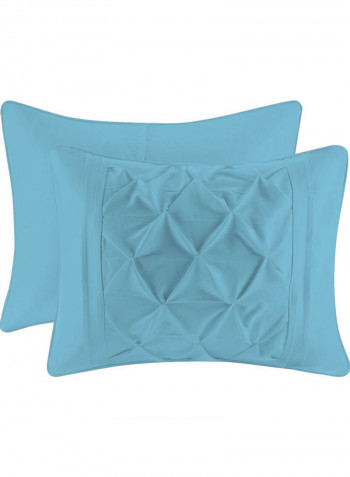 3-Piece Duvet Cover Set Cotton Blue 114x96inch