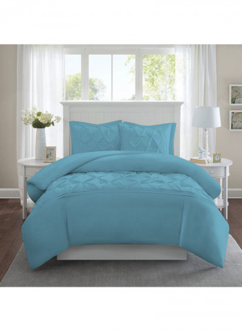 3-Piece Duvet Cover Set Cotton Blue 53x78inch