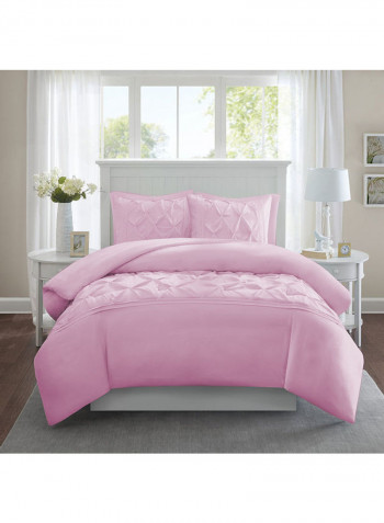 3-Piece Duvet Cover Set Cotton Pink 78x78inch