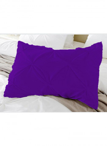 3-Pieces Designer Pinch Pleated Pintuck Duvet Set Cotton Purple 114x96inch