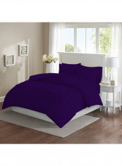 3-Pieces Designer Square Pattern Tufted Duvet Set Cotton Purple 114x96inch